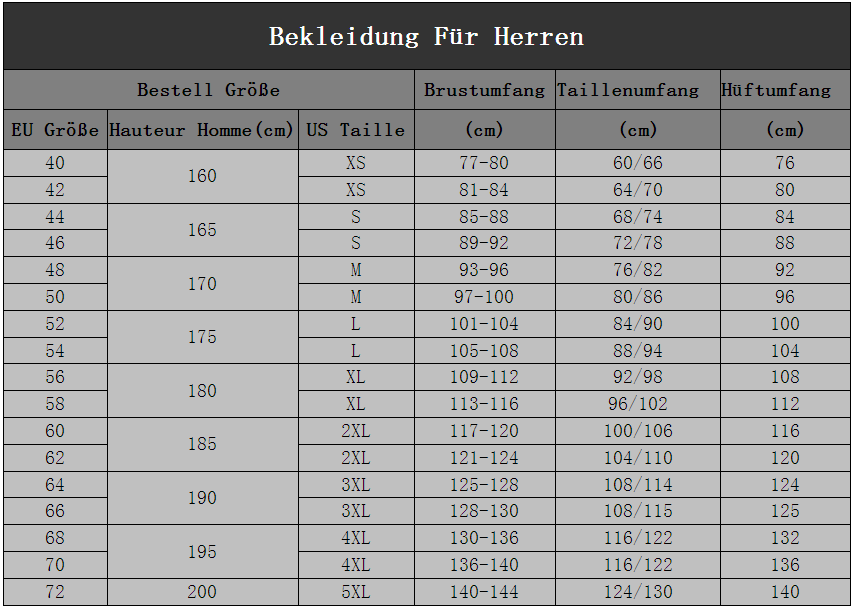 guterort bekleidung größe für herren