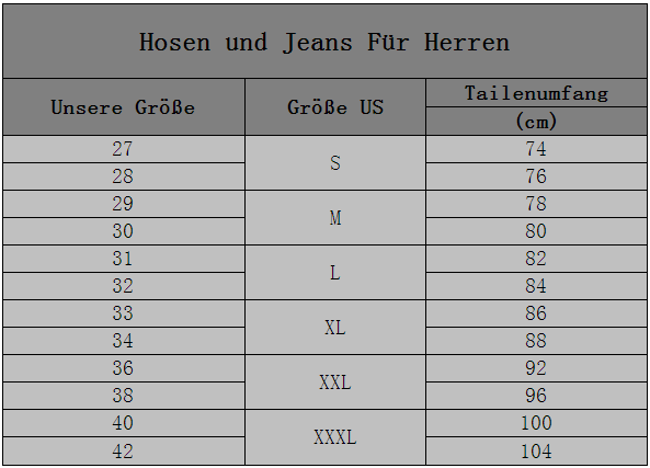 guterort hosen und jeans größe fü herren