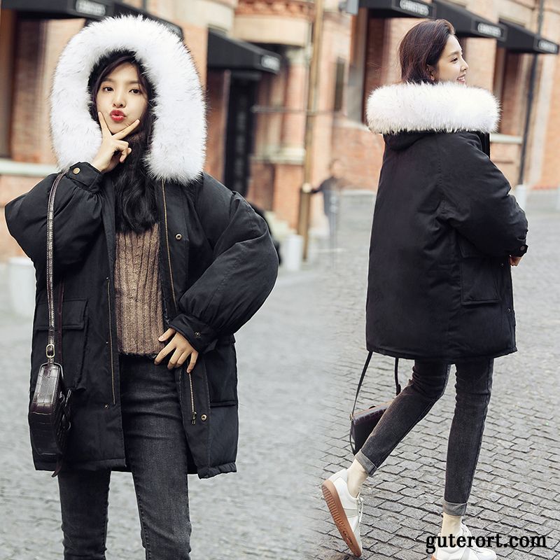 Baumwolle Mantel Damen Überzieher Mode Neu Winter Kleiner Stil Großer Pelzkragen Weiß Beige