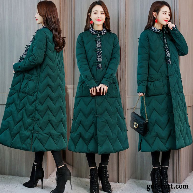 Baumwolle Mantel Damen Überzieher Winter Mode Nationalen Stil Neu Verdickung Grün