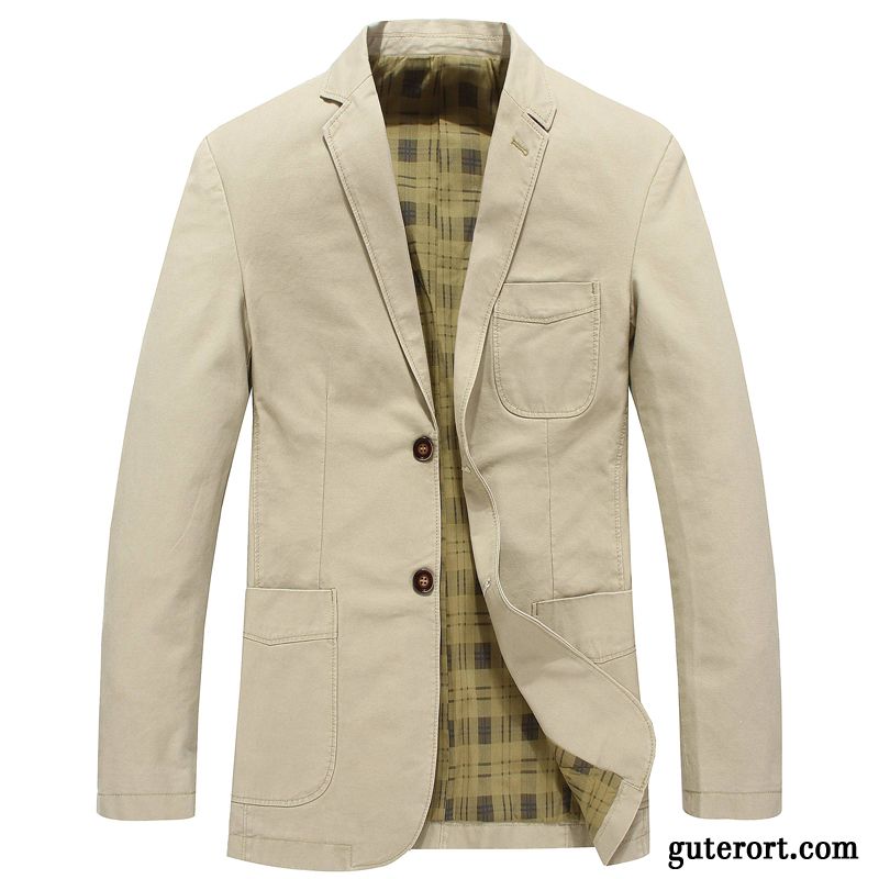 Blazer Beige Slim Fit Dunkelgrün, Herren Blazer Stretch