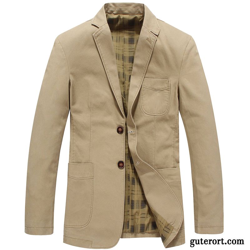 Blazer Beige Slim Fit Dunkelgrün, Herren Blazer Stretch