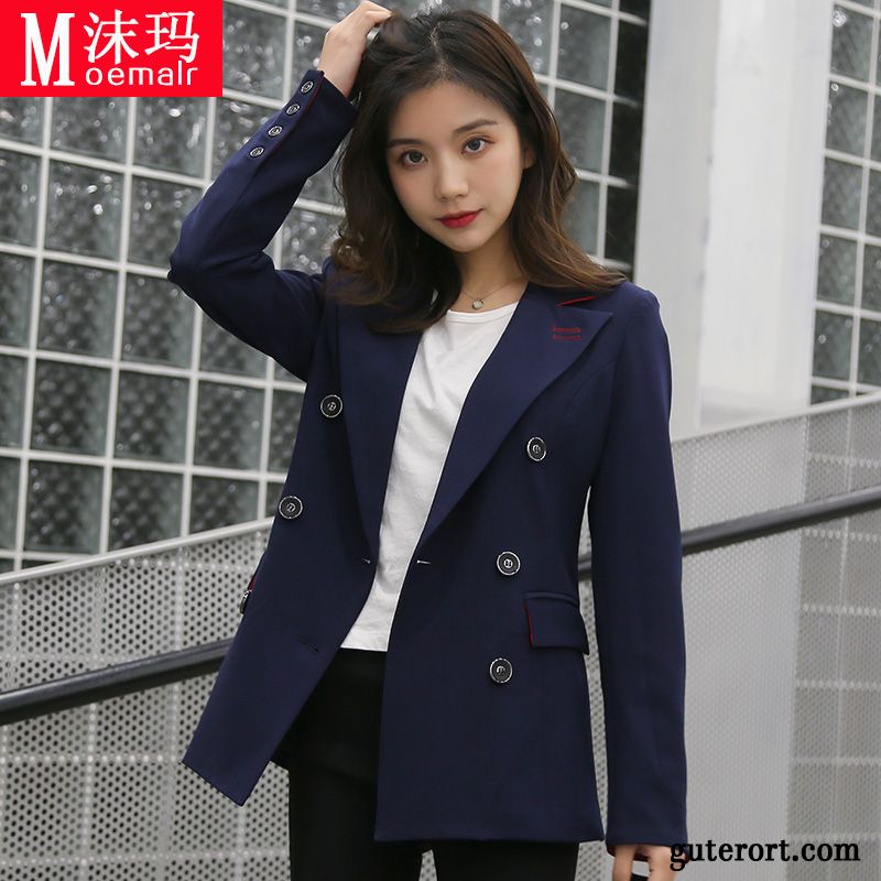 Blazer Damen Anzügjacke Dünn Feder Neu Überzieher Freizeit Marineblau Schwarz Rot