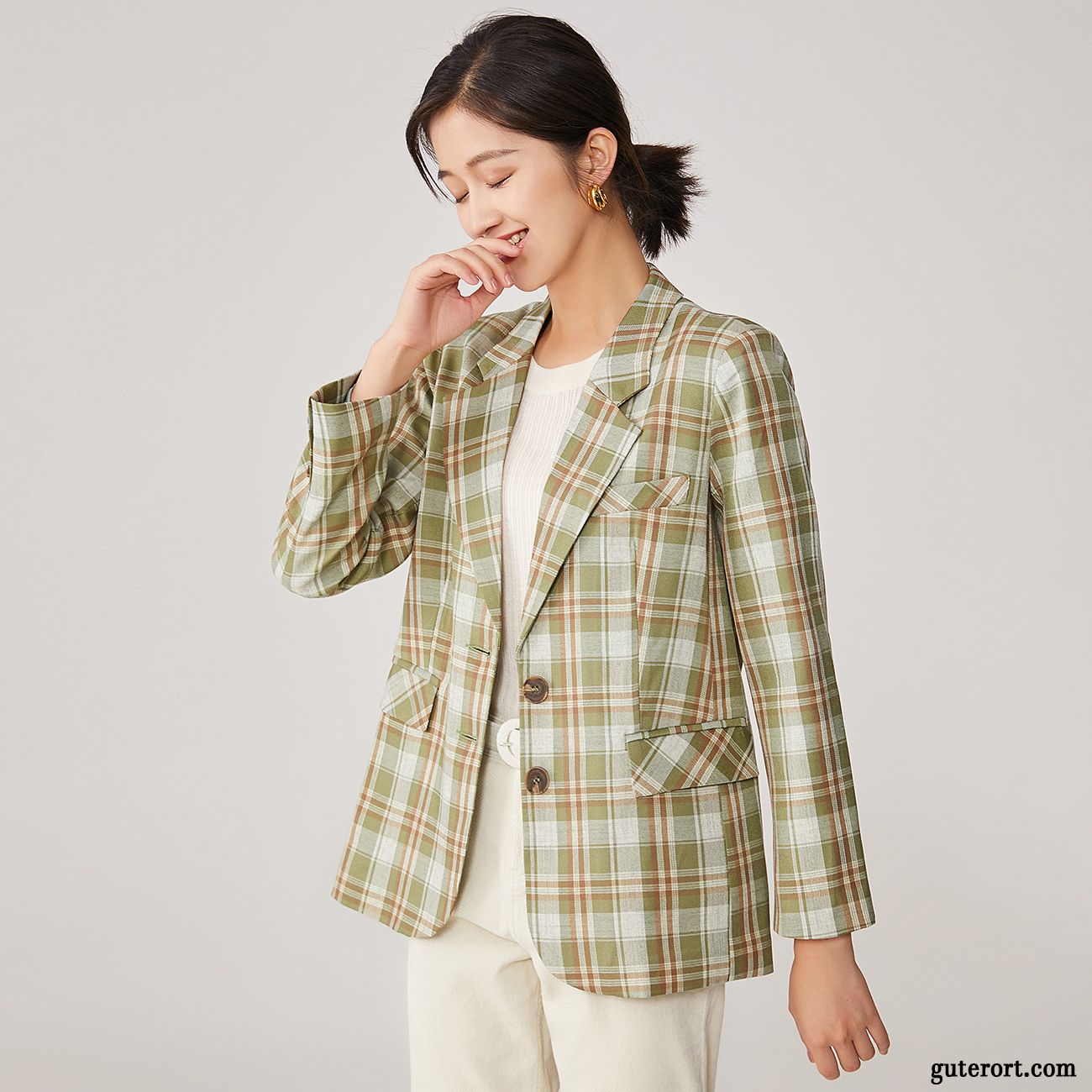 Blazer Damen Gitter Trend Feder Anzüge Freizeit Lose Rot