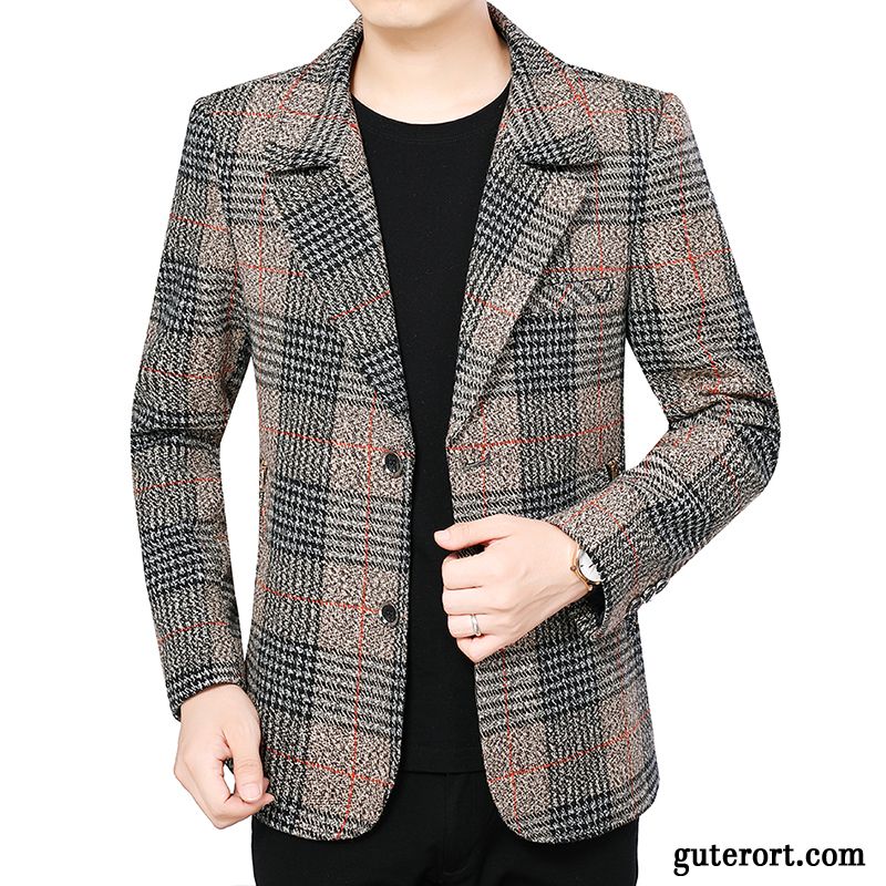 Blazer Herren Anzüg Feder Mantel Neu Trend Kostüm Braun