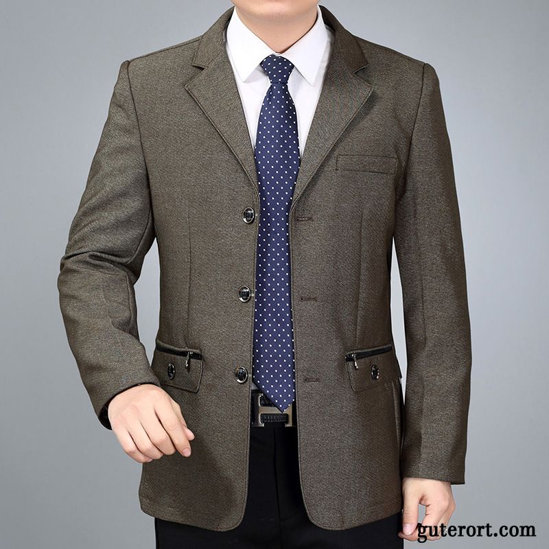 Blazer Herren Anzüg Herbst Freizeit Feder Kostüm Jacke Braun