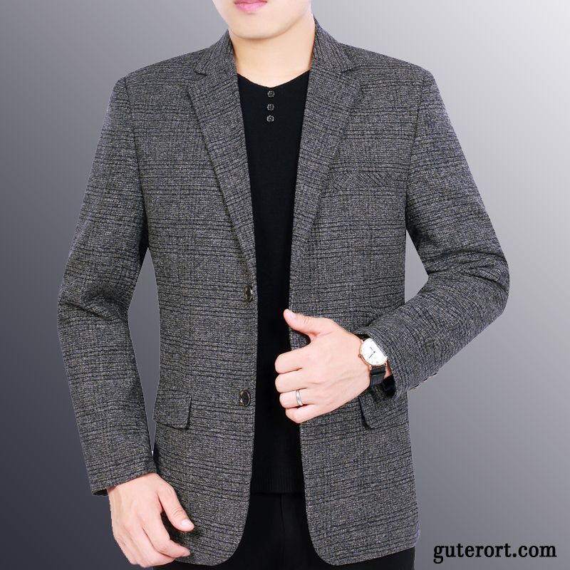 Blazer Herren Herbst Überzieher Trend Neu Kostüm Schlank Blau