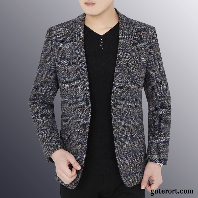 Blazer Herren Herbst Überzieher Trend Neu Kostüm Schlank Blau