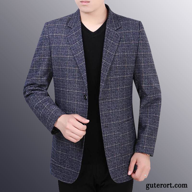 Blazer Herren Herbst Überzieher Trend Neu Kostüm Schlank Blau