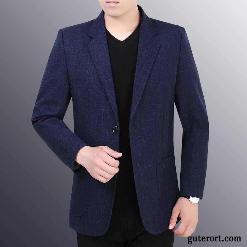 Blazer Herren Herbst Überzieher Trend Neu Kostüm Schlank Blau