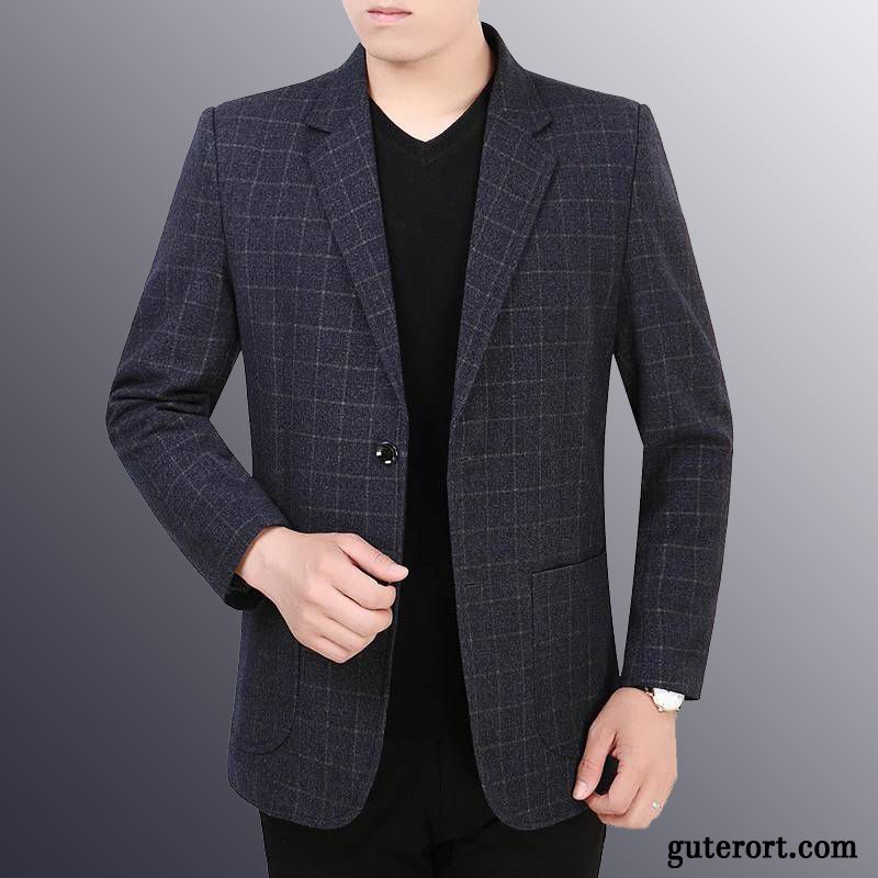 Blazer Herren Herbst Überzieher Trend Neu Kostüm Schlank Blau