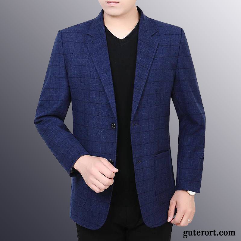 Blazer Herren Herbst Überzieher Trend Neu Kostüm Schlank Blau