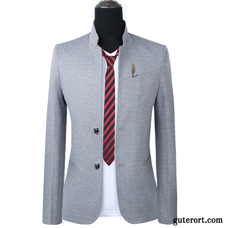 Blazer Herren Neu Schüler Schlank Anzüg Trend Winter Bordeauxrot