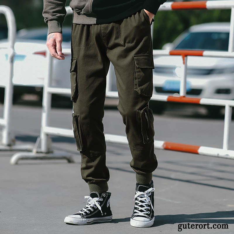 Cargohose Herren Freizeit Lose Werkzeugbau Schlank Harlan Schmales Bein Khaki