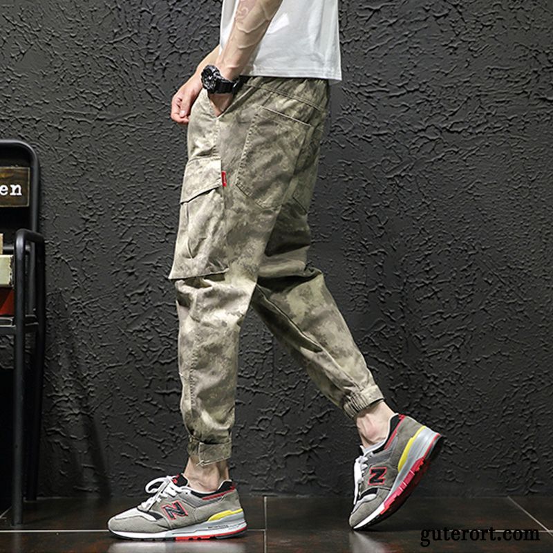 Cargohose Herren Jugend Werkzeugbau Retro Trend Große Größe Fett Camouflage Sandfarben