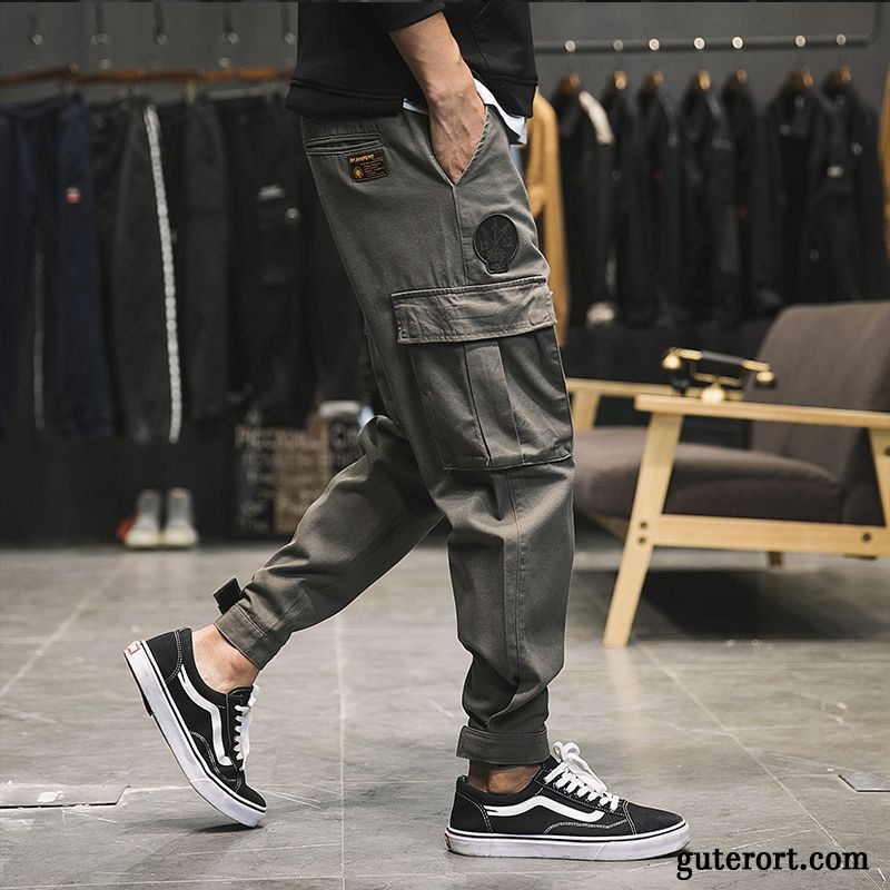 Cargohose Herren Lose Freizeit Trend Fett Europa Werkzeugbau Army Grün