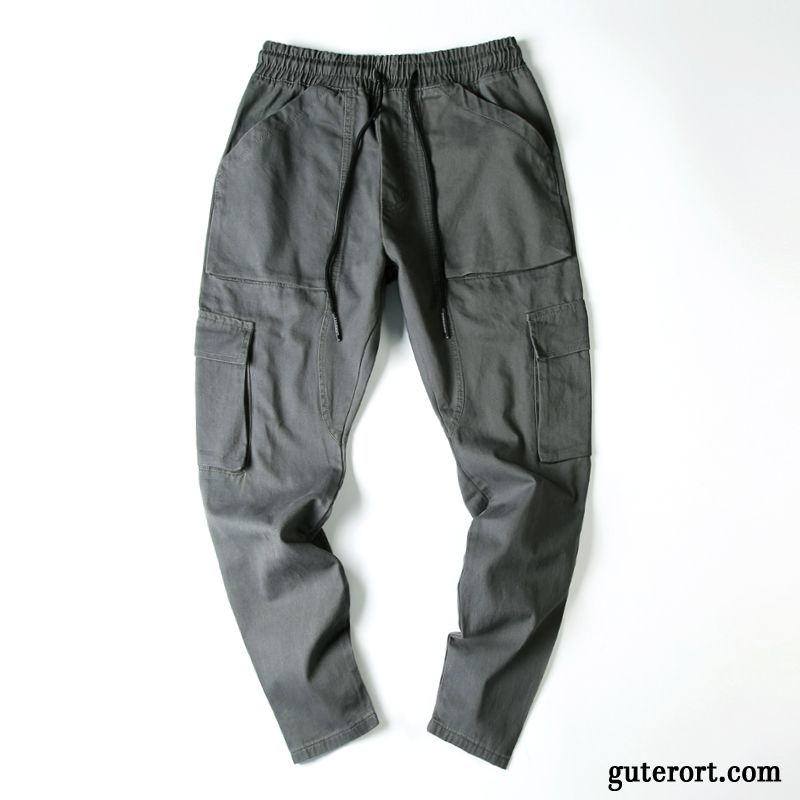 Cargohose Herren Plus Samt Freizeit Europa Trend Lose Gerade Army Grün