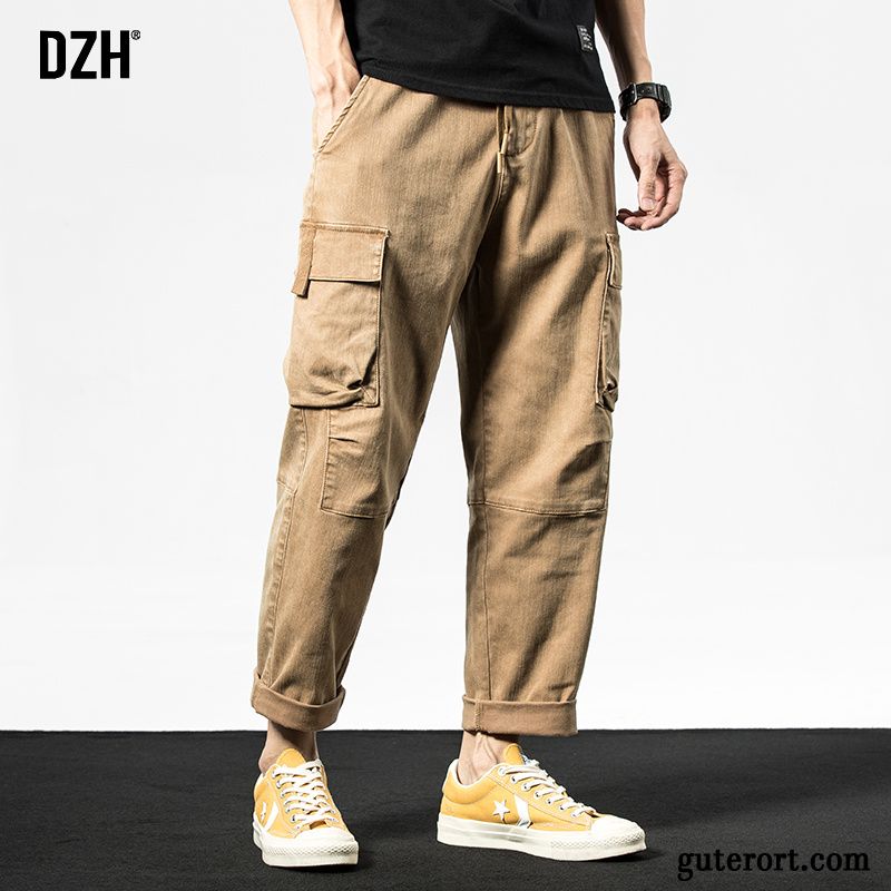 Cargohose Herren Werkzeugbau Freizeit Gerade Harlan Sommer Trend Khaki Grau