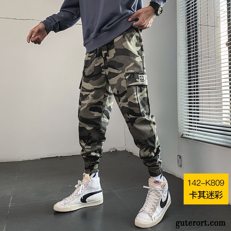 Cargohose Herren Werkzeugbau Trend Freizeit Lose Sport Europa Camouflage Schwarz