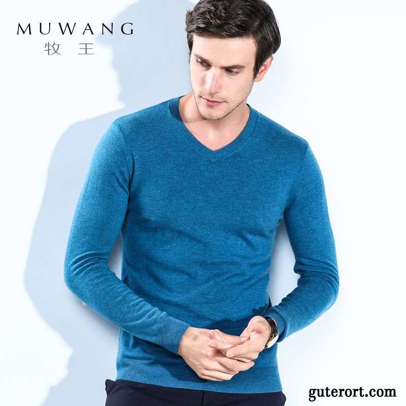 Cashmere Mode Pullover Herren Billig, Pullover Brusttasche Herren Dunkelblau