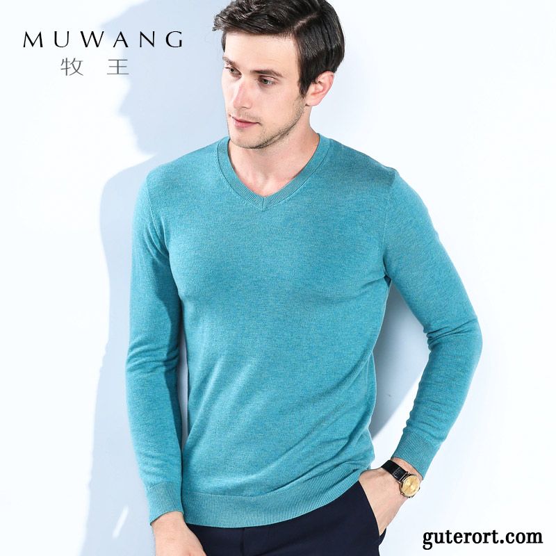 Cashmere Mode Pullover Herren Billig, Pullover Brusttasche Herren Dunkelblau