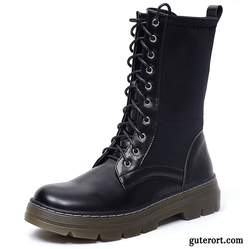 Damen Veloursleder Schwarz Grau, Damenstiefel Schwarz Schmaler Schaft Verkaufen