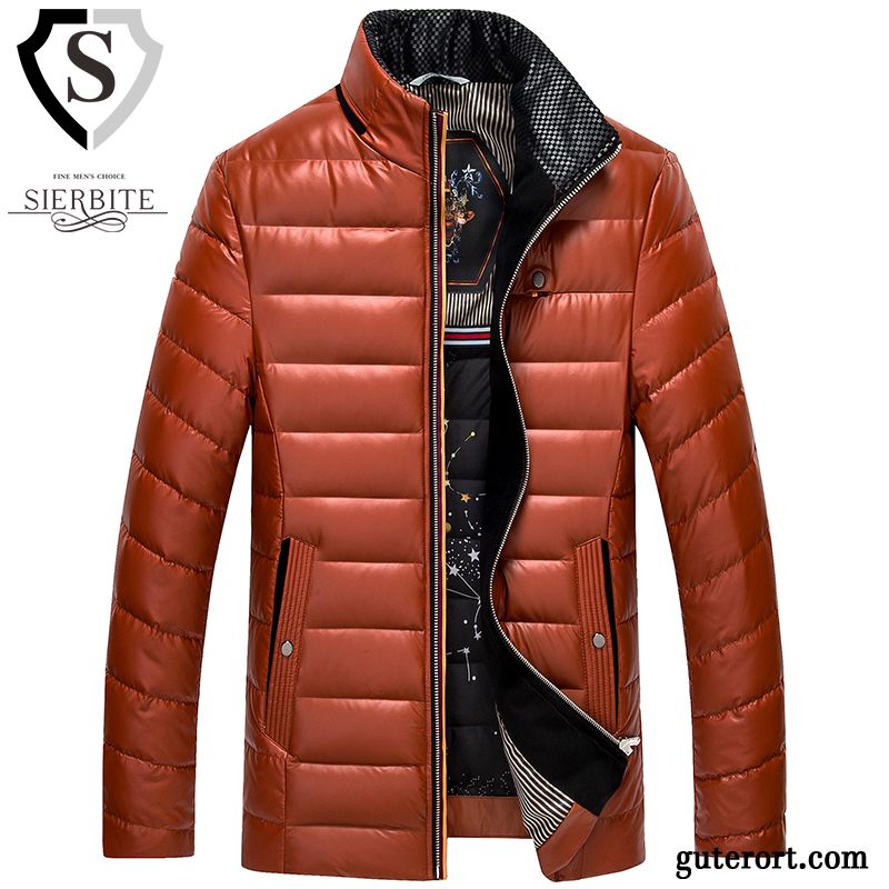 Daunen Winterjacke Herren Daunenjacken Orangenfarbig, Daunenjacke Ski Herren