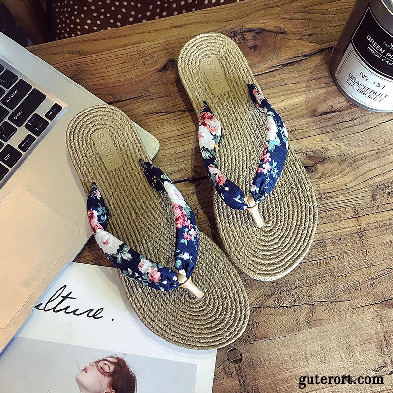 Flip Flops Damen Allgleiches Sommer Flache Gummi Sandfarben Schwarz