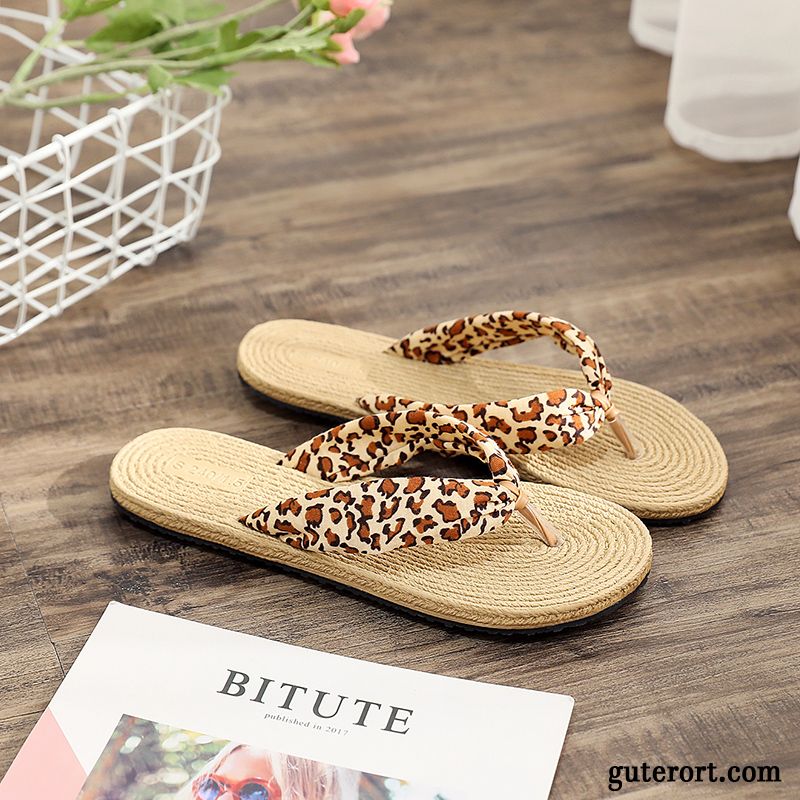 Flip Flops Damen Allgleiches Sommer Flache Gummi Sandfarben Schwarz