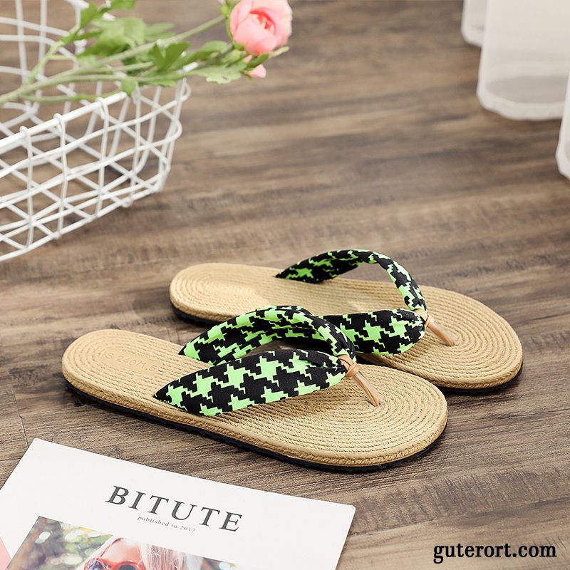 Flip Flops Damen Allgleiches Sommer Flache Gummi Sandfarben Schwarz