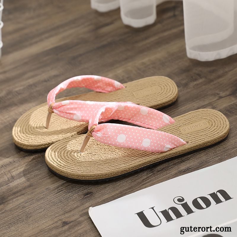 Flip Flops Damen Allgleiches Sommer Flache Gummi Sandfarben Schwarz