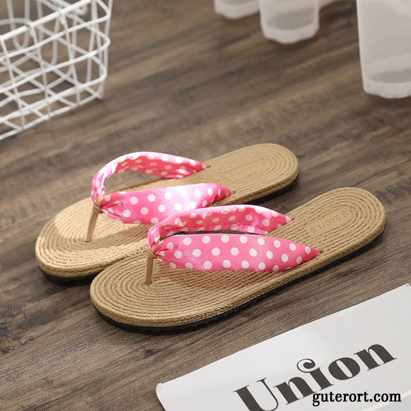 Flip Flops Damen Allgleiches Sommer Flache Gummi Sandfarben Schwarz