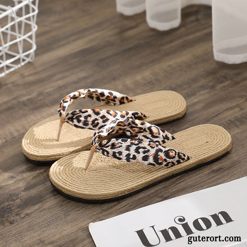 Flip Flops Damen Allgleiches Sommer Flache Gummi Sandfarben Schwarz