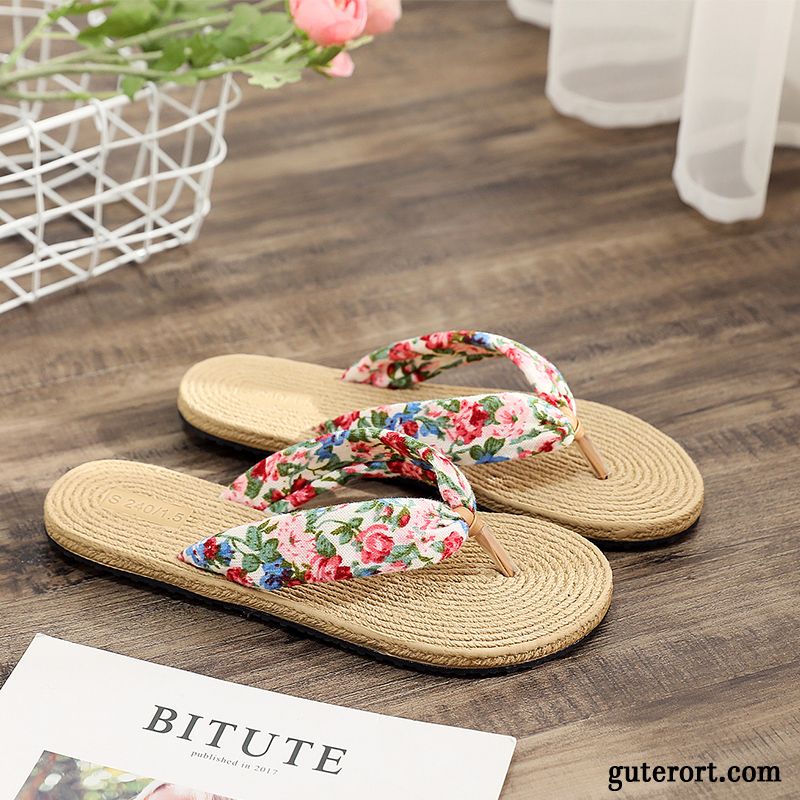 Flip Flops Damen Allgleiches Sommer Flache Gummi Sandfarben Schwarz