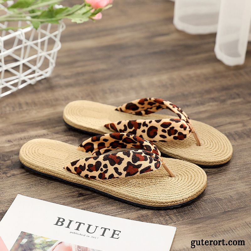 Flip Flops Damen Allgleiches Sommer Flache Gummi Sandfarben Schwarz