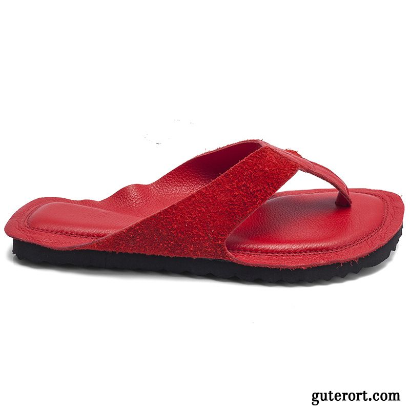 Flip Flops Damen Hausschuhe Leder Neue Sommer Flache Sandfarben Schwarz