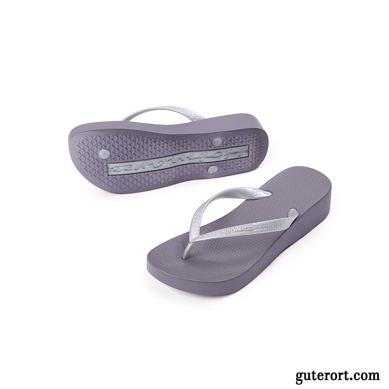 Flip Flops Damen Mode Dicke Sohle Keilschuhe Rutschsicher Sommer Sandfarben Weiß Schwarz Braun