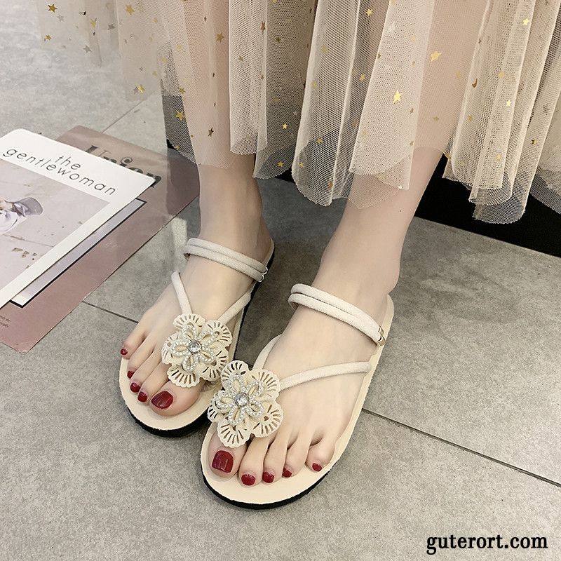 Flip Flops Damen Rutschsicher Europa Allgleiches Sommer Neue Mode Sandfarben Schwarz Rot