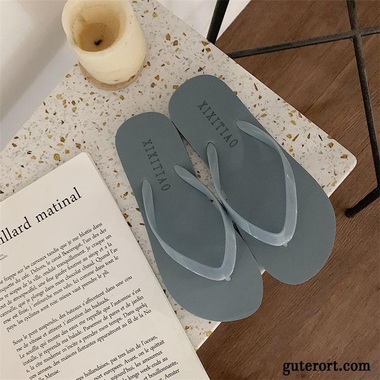 Flip Flops Damen Sommer Hausschuhe Dicke Sohle Rutschsicher Grün Sandfarben Rot