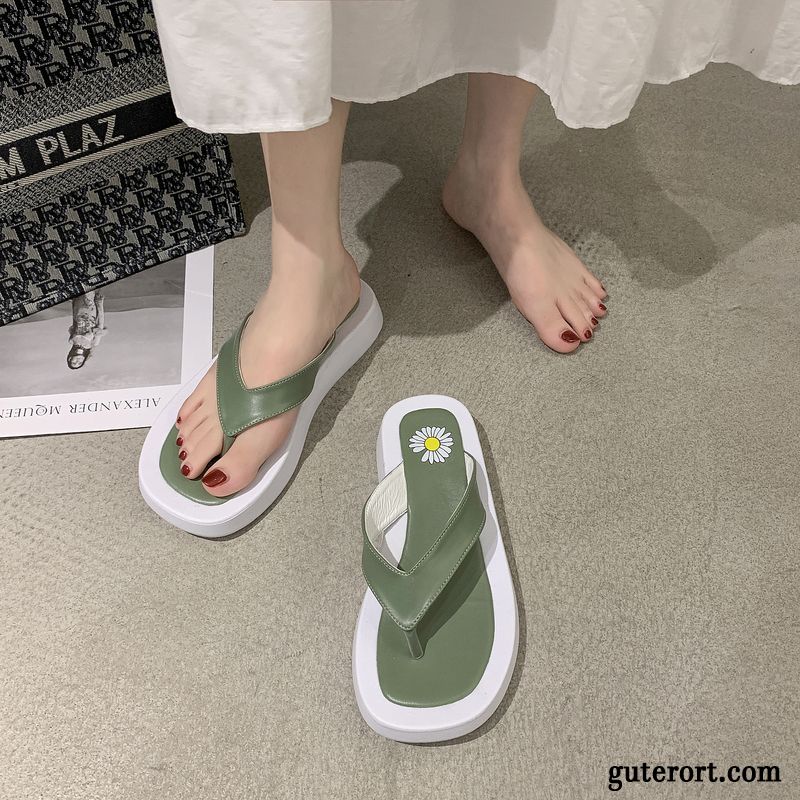 Flip Flops Damen Sommer Schüler Trend Neue Allgleiches Dicke Sohle Sandfarben Schwarz