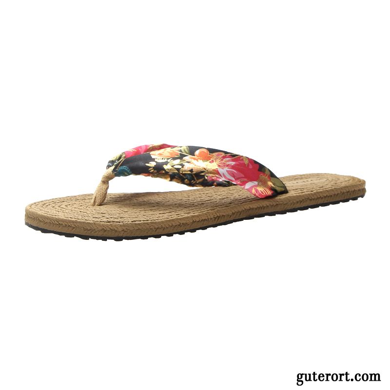 Flip Flops Damen Weiche Sohle Sommer Flache Pantolette Rutschsicher Neue Sandfarben Schwarz