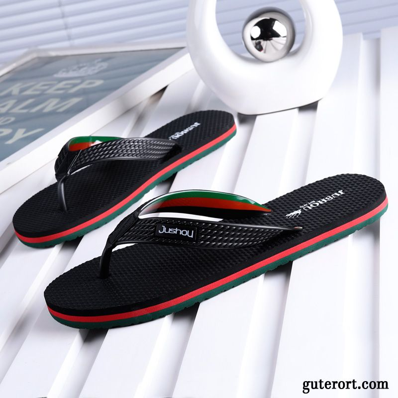 Flip Flops Herren Europa Allgleiches Rutschsicher Neue Trend Pantolette Schwarz