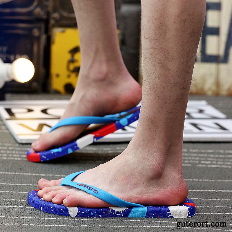 Flip Flops Herren Europa Jugend Schuhe Sommer Trend Pantolette Blau