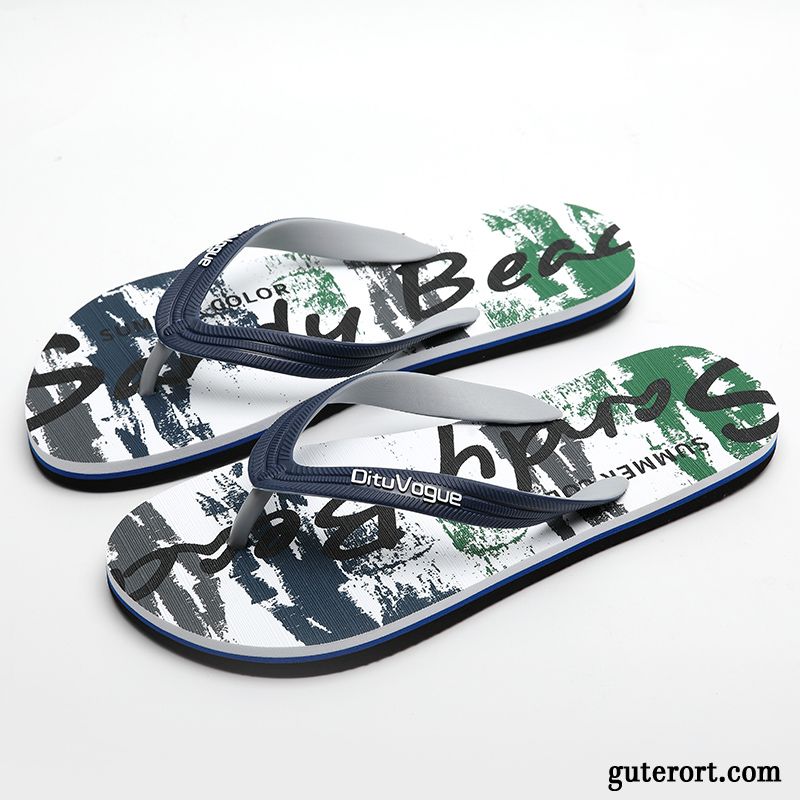 Flip Flops Herren Europa Rutschsicher Schuhe Draussen Atmungsaktiv Hausschuhe Sandfarben Schwarz