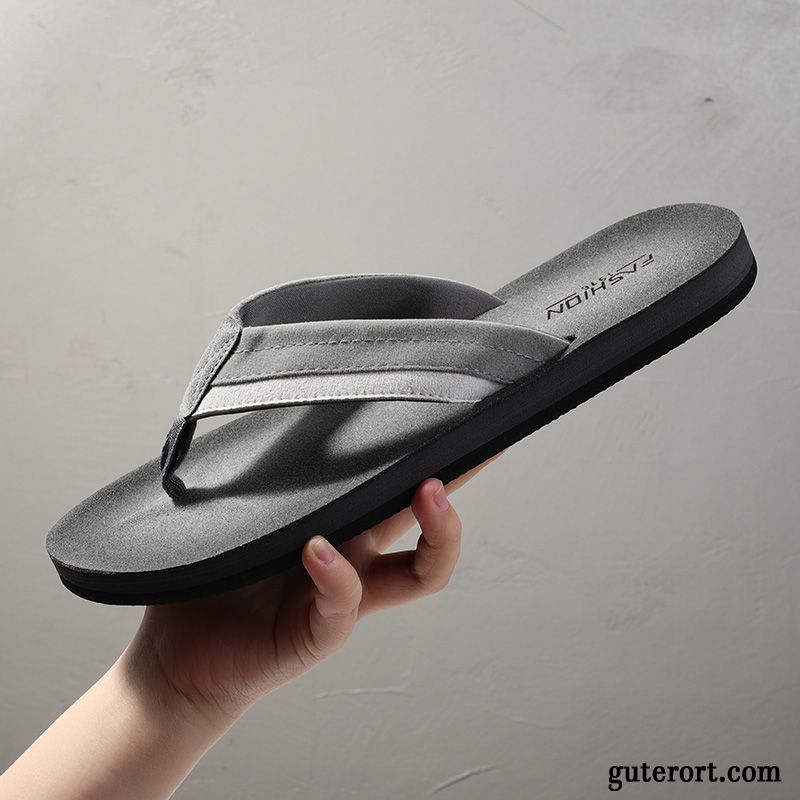 Flip Flops Herren Europa Trend Hausschuhe Rutschsicher Casual Echtleder Schwarz