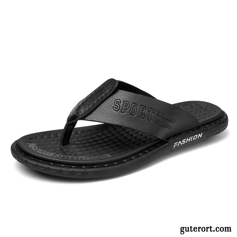 Flip Flops Herren Große Größe Hausschuhe Trend Rutschsicher Europa Atmungsaktiv Sandfarben Schwarz