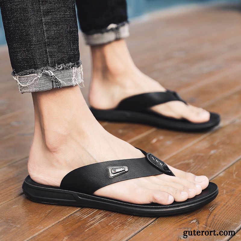 Flip Flops Herren Hausschuhe Neue Casual Sandalen Europa Trend Sandfarben Schwarz