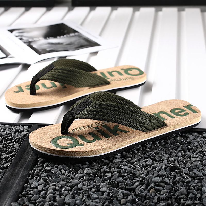 Flip Flops Herren Hausschuhe Rutschsicher Allgleiches Casual Sommer Trend Grün Sandfarben