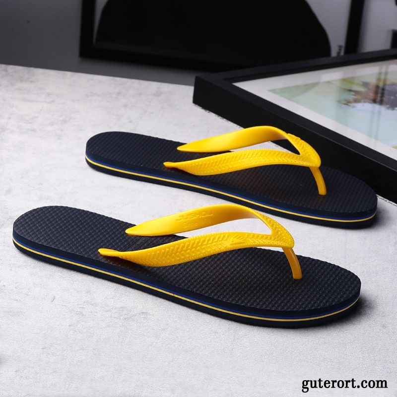 Flip Flops Herren Hausschuhe Sommer Neue Mode Persönlichkeit Trend Sandfarben Schwarz