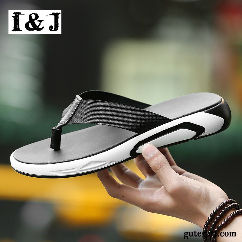 Flip Flops Herren Hausschuhe Trend Neue Sommer Rutschsicher Europa Sandfarben Schwarz